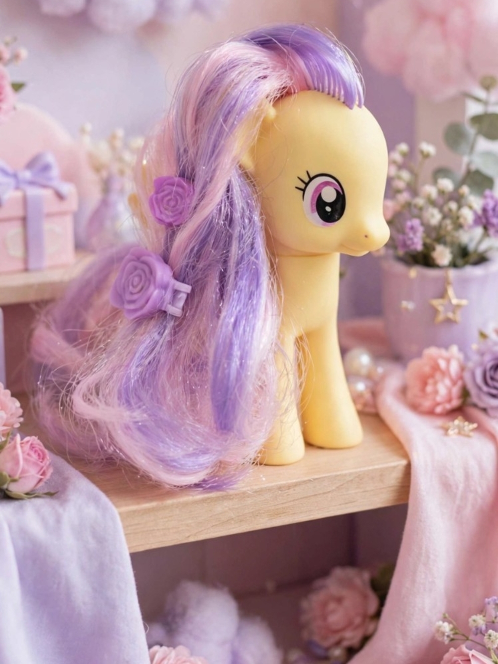 My Little Pony G4 Flower Wishes / Roseluck - Brushable Pegasus - With Rose Clips